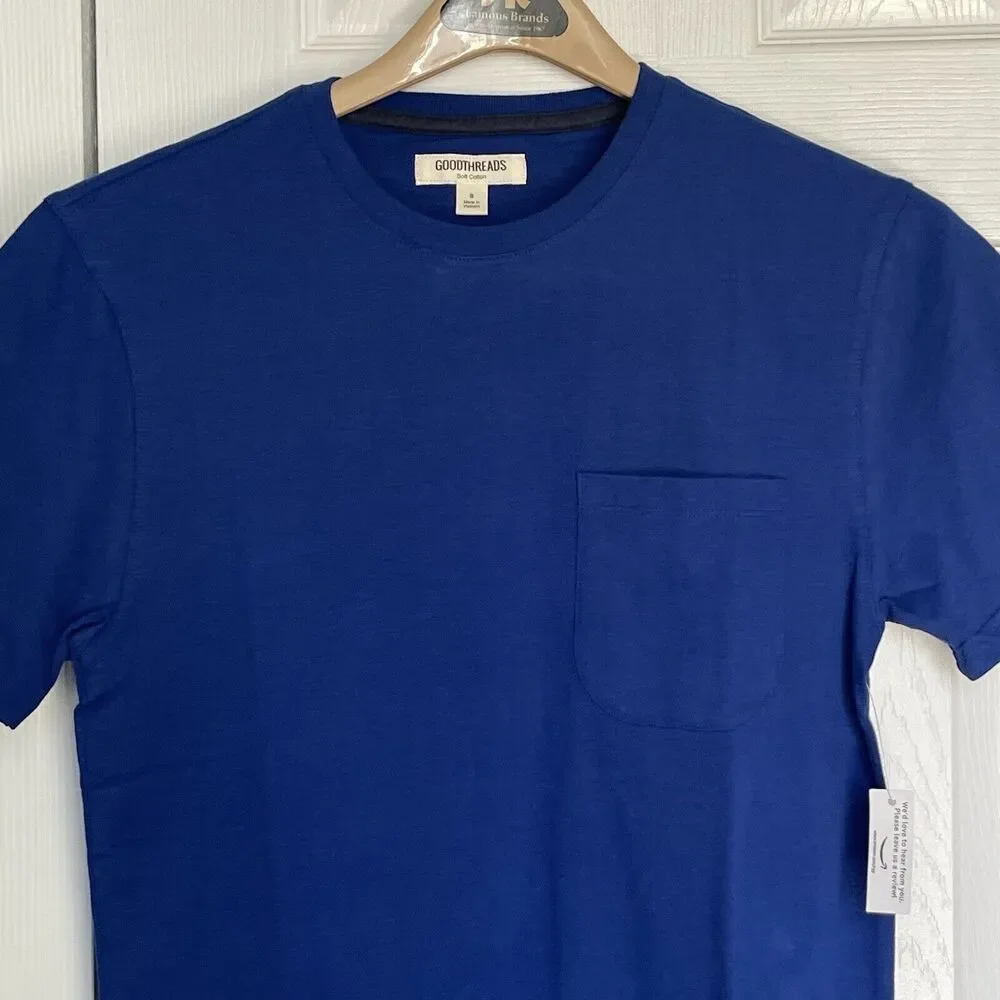 New Men's Jersey T-Shirt Small Blue Soft Cotton Short Sleeves - Picture 4 of 10